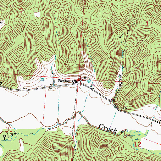 Topographic Map of Bethel Cemetery, OH