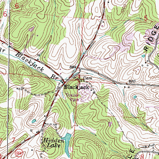 Topographic Map of Blackjack Cemetery, OH