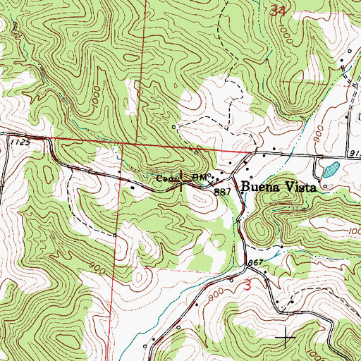 Topographic Map of Buena Vista Cemetery, OH