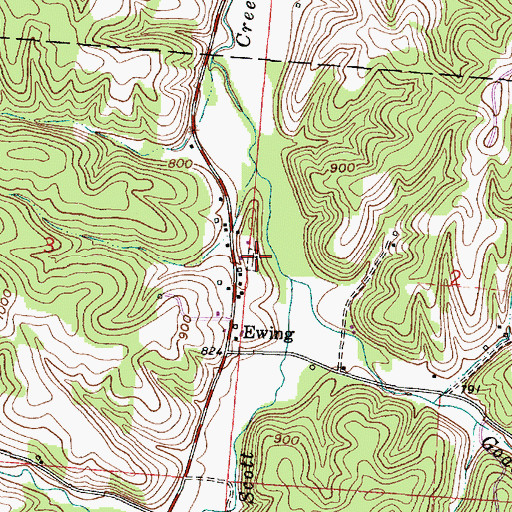 Topographic Map of Ewing Cemetery, OH