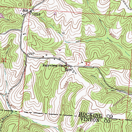 Topographic Map of Fairview Cemetery, OH