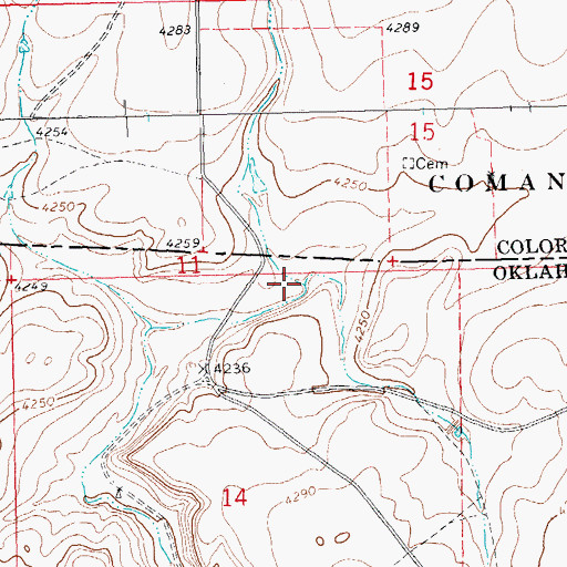 Topographic Map of Red Canyon, OK