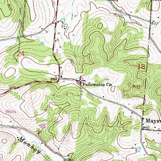 Topographic Map of Fellowship Cemetery, OH