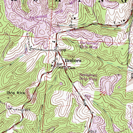 Topographic Map of Ilesboro Cemetery, OH