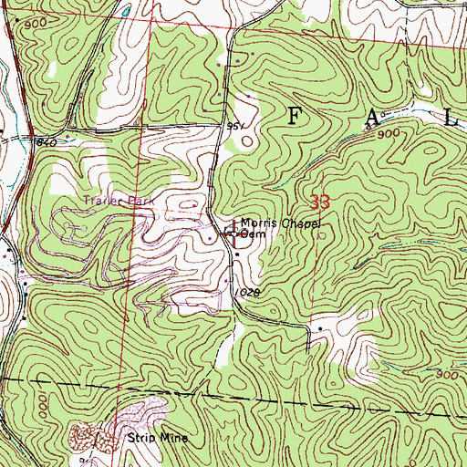 Topographic Map of Morris Chapel Cemetery, OH