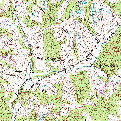 Topographic Map of Morris Chapel Cemetery, OH