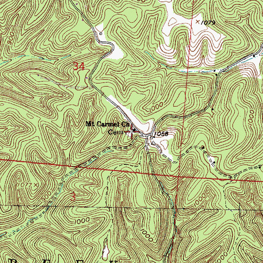 Topographic Map of Mount Carmel Cemetery, OH