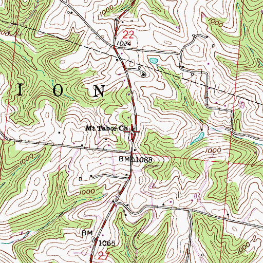 Topographic Map of Mount Tabor Cemetery, OH