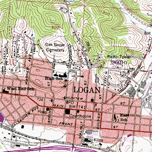 Topographic Map of Old Logan Cemetery, OH