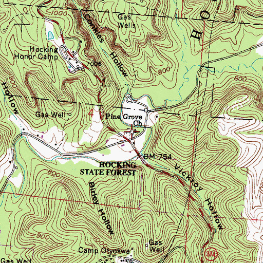 Topographic Map of Pine Grove Cemetery, OH