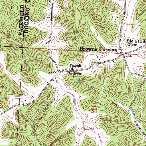 Topographic Map of Pisgah Cemetery, OH