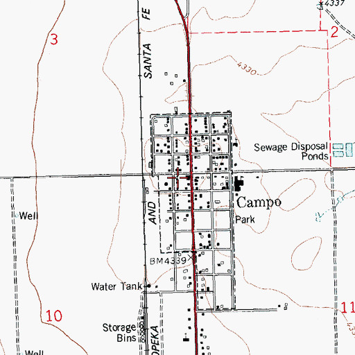 Topographic Map of Campo, CO