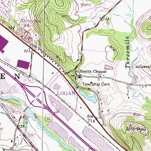 Topographic Map of Smith Chapel Cemetery, OH