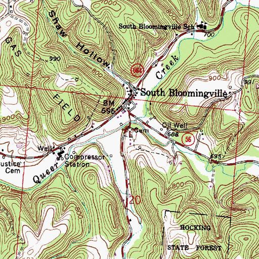Topographic Map of South Bloomingville Cemetery, OH