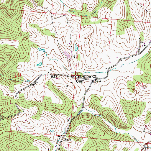 Topographic Map of Union Cemetery, OH