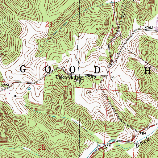 Topographic Map of Union Cemetery, OH