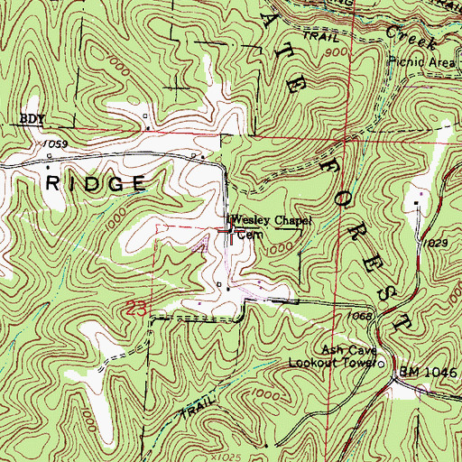Topographic Map of Wesley Chapel Cemetery, OH