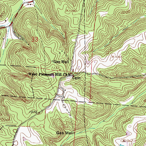 Topographic Map of West Pleasant Hill Cemetery, OH