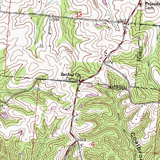 Topographic Map of Bethel Cemetery, OH