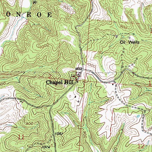 Topographic Map of Chapel Hill Cemetery, OH