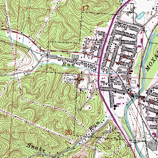 Topographic Map of Crooksville Cemetery, OH