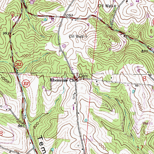 Topographic Map of Ebenezer Baptist Cemetery, OH