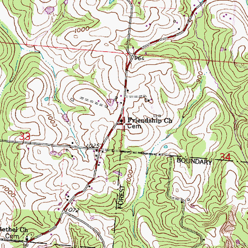 Topographic Map of Friendship Methodist Episcopal Cemetery, OH