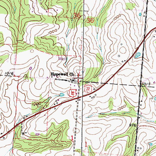 Topographic Map of Hopewell Baptist Cemetery, OH