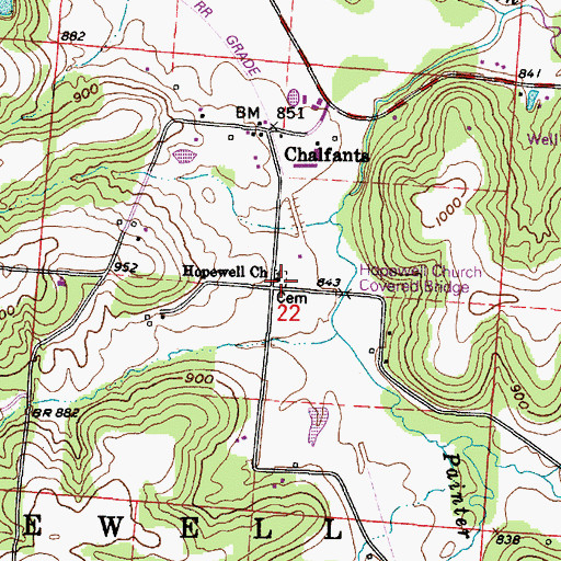 Topographic Map of Hopewell Church, OH