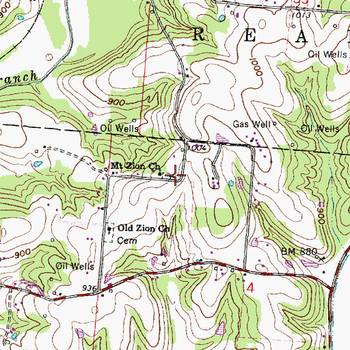 Topographic Map of Mount Zion United Brethren In Christ Cemetery, OH