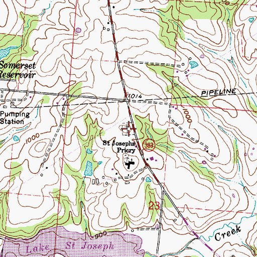 Topographic Map of New Saint Josephs Priory Cemetery, OH