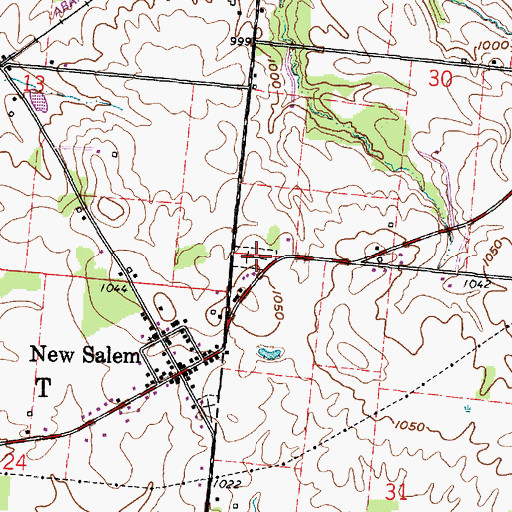 Topographic Map of New Salem Methodist Episcopal Cemetery, OH