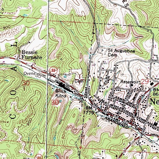 Topographic Map of New Straitsville Joint Cemetery, OH