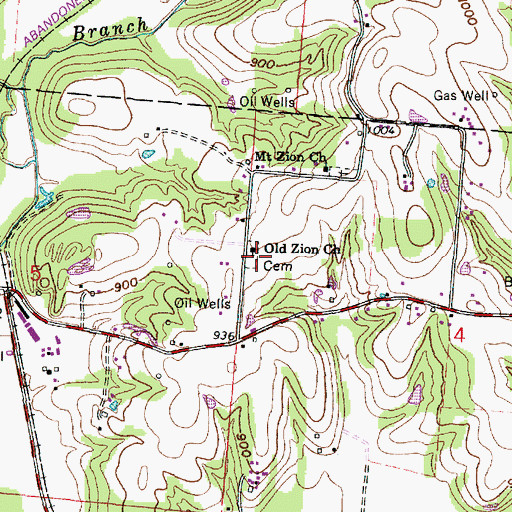 Topographic Map of Old Zion United Brethren Cemetery, OH