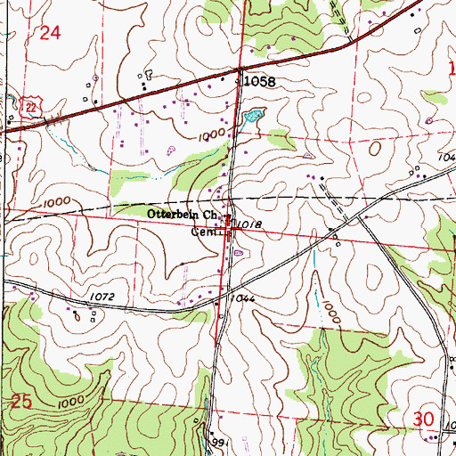 Topographic Map of Otterbein Cemetery, OH