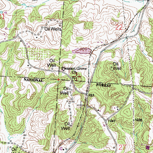 Topographic Map of Pleasant Grove Cemetery, OH
