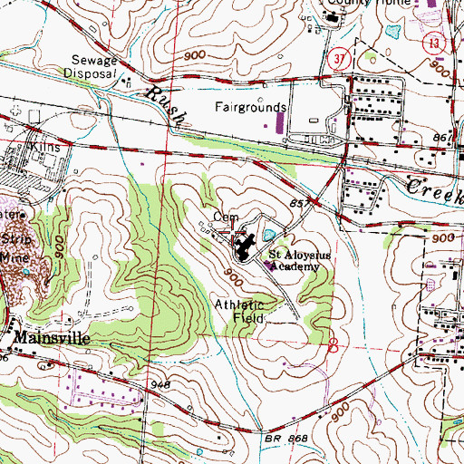 Topographic Map of Saint Aloysius Cemetery, OH