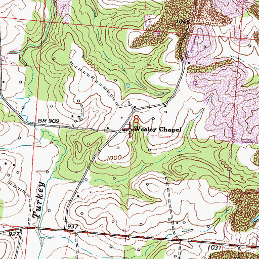 Topographic Map of Wesley Chapel Cemetery, OH