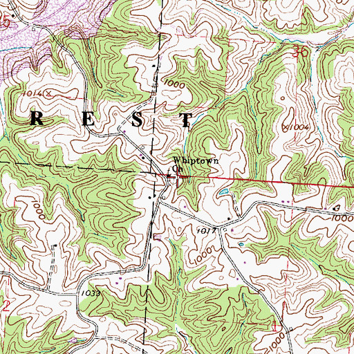 Topographic Map of Whiptown Cemetery, OH