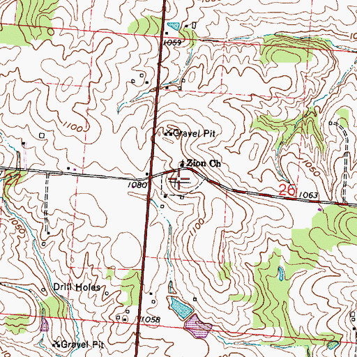 Topographic Map of Zion Reformed Cemetery, OH