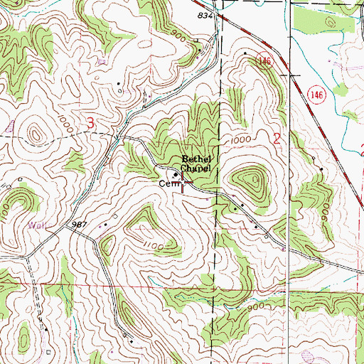Topographic Map of Bethel Chapel Cemetery, OH