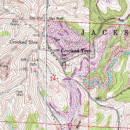 Topographic Map of Crooked Tree Cemetery, OH