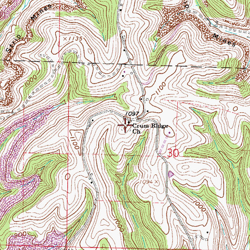 Topographic Map of Crum Ridge Cemetery, OH