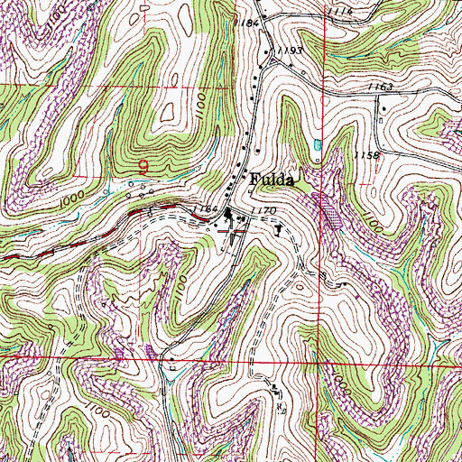 Topographic Map of Fulda Cemetery, OH