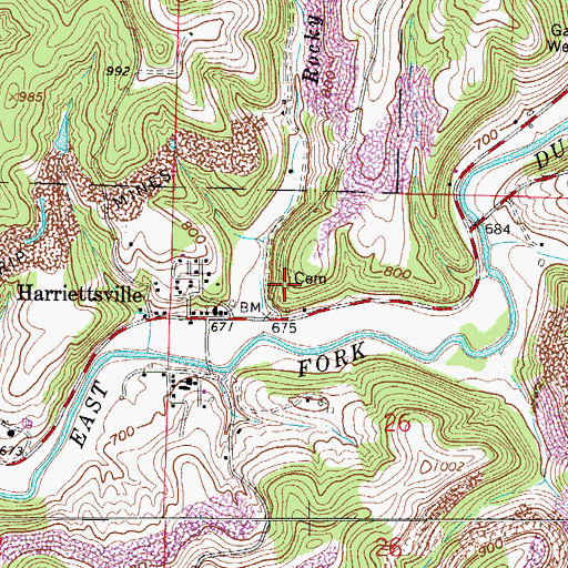 Topographic Map of Harriettsville Cemetery, OH