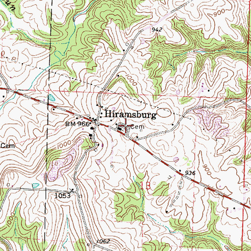 Topographic Map of Hiramsburg Cemetery, OH