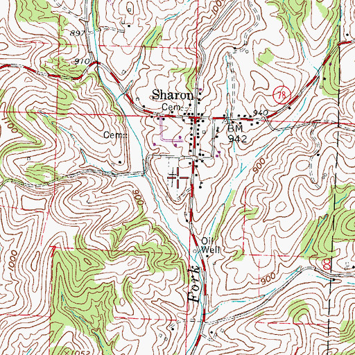 Topographic Map of New Sharon Cemetery, OH