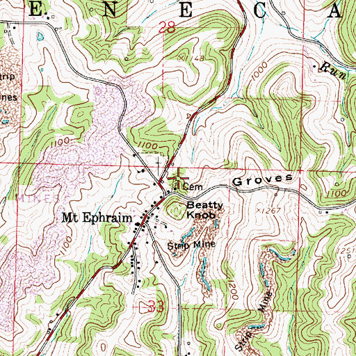 Topographic Map of Old Mount Ephriam Cemetery, OH