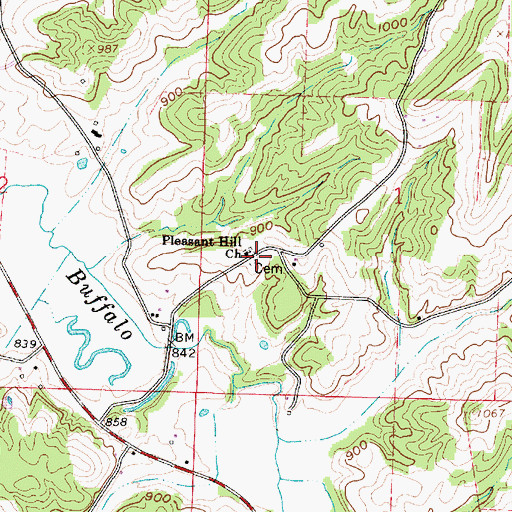 Topographic Map of Pleasant Hill Cemetery, OH