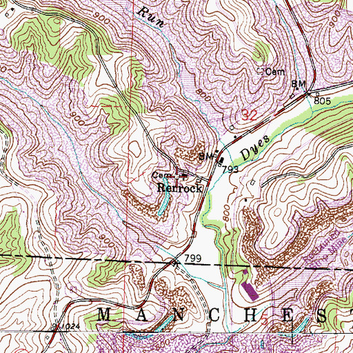 Topographic Map of Renrock Methodist Protestant Cemetery, OH